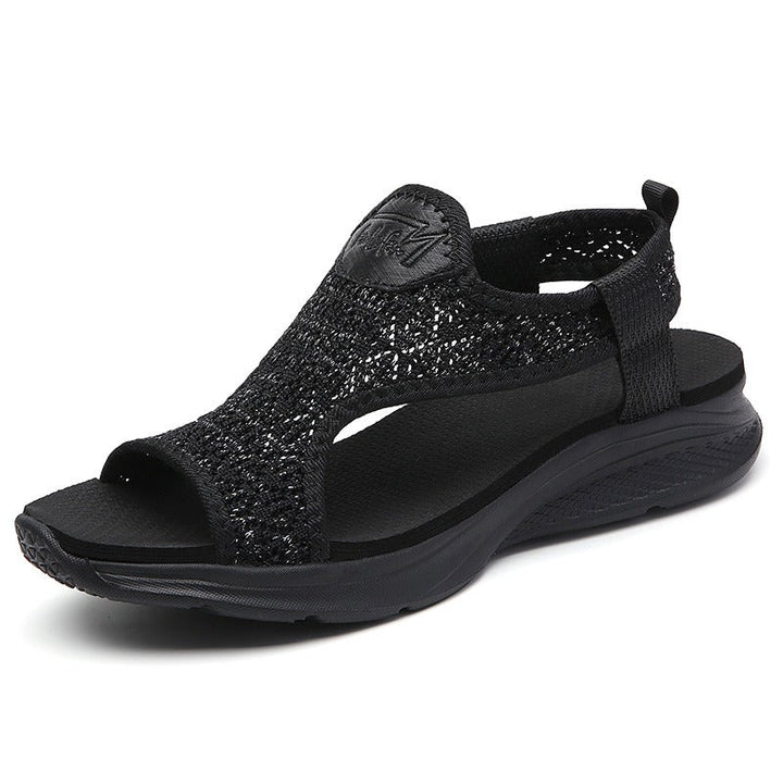 Sandales de sport pour femmes à semelle légère en tissu respirant noir - Naira