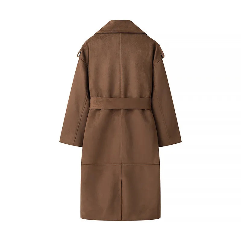 Trench-coat double boutonnage à revers en velours - Alana