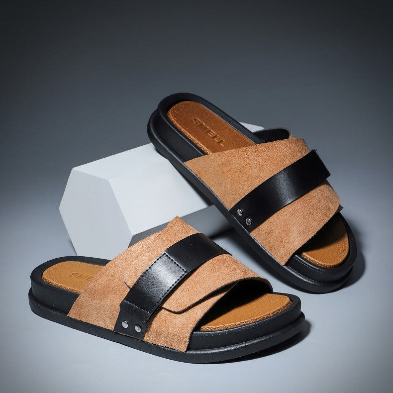 Sandales en cuir synthétique pour hommes, design croisé et confortable - Mateo