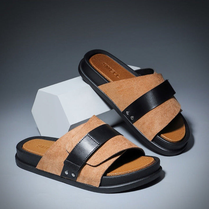 Sandales en cuir synthétique pour hommes, design croisé et confortable - Mateo