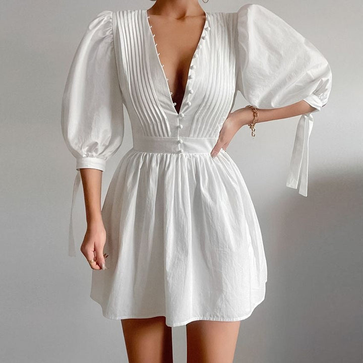 Robe courte pour femme avec boutons décoratifs - Mirella