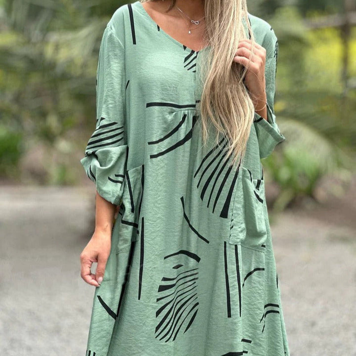 Robe décontractée ample à imprimé géométrique pour femmes - Helena
