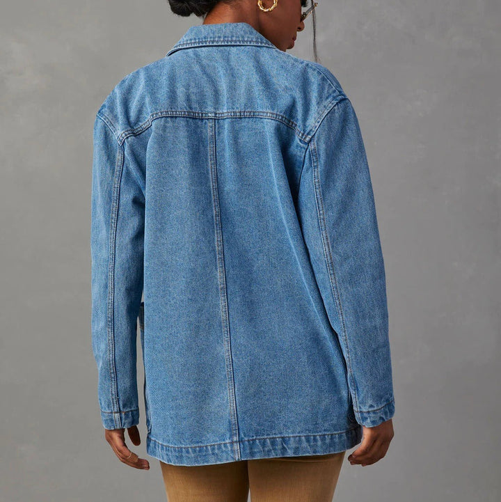 Veste de style blazer en denim délavé pour femme - Yalina