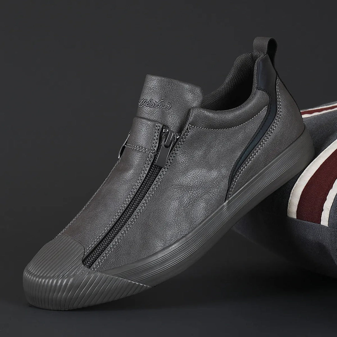 Baskets décontractées en simili-cuir pour hommes avec double fermeture éclair - Ivan