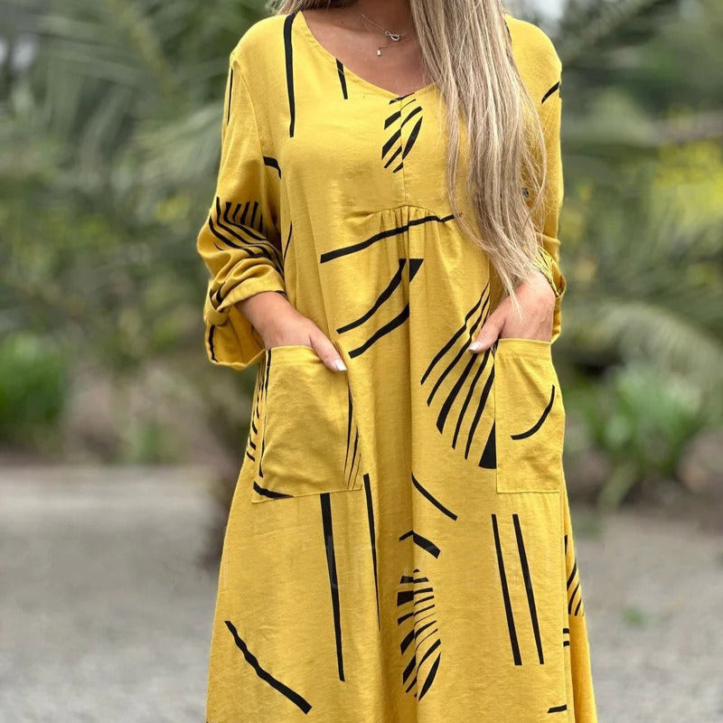 Robe décontractée ample à imprimé géométrique pour femmes - Helena