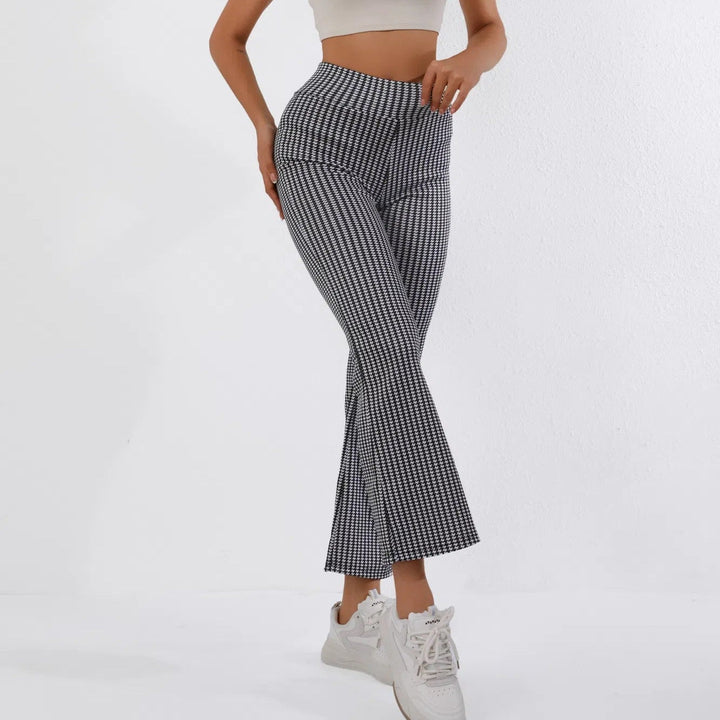 Pantalon évasé pour femme en tissu extensible avec imprimé classique - Renata
