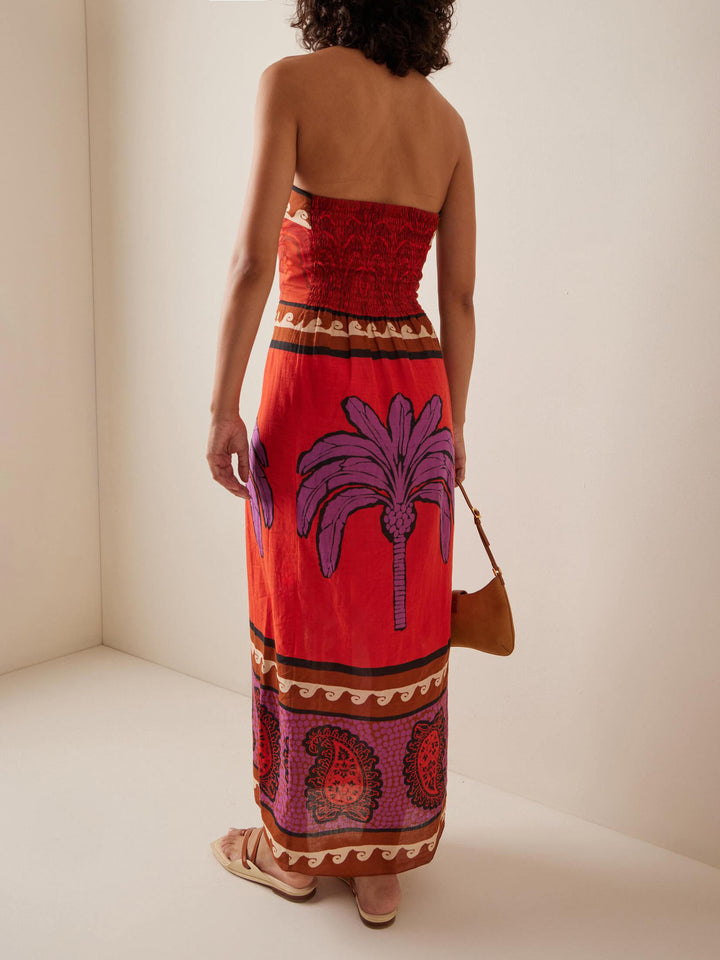 Lina - Robe midi unique à motifs de palmiers