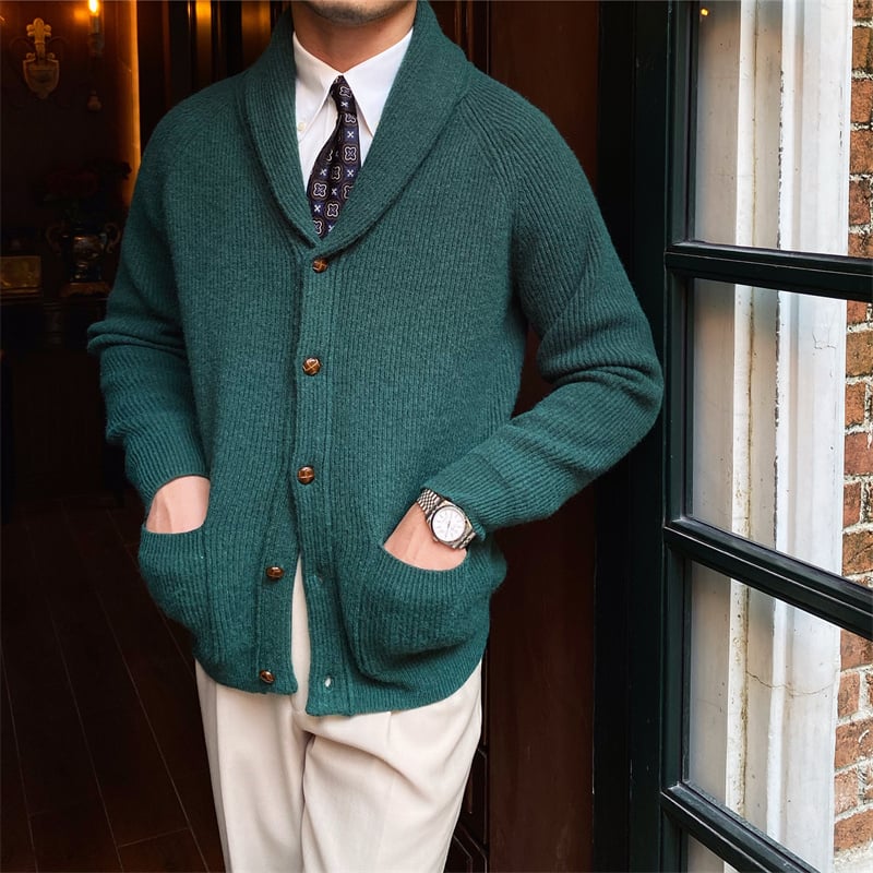 Gilet tricoté élégant pour hommes avec revers classique - Davide