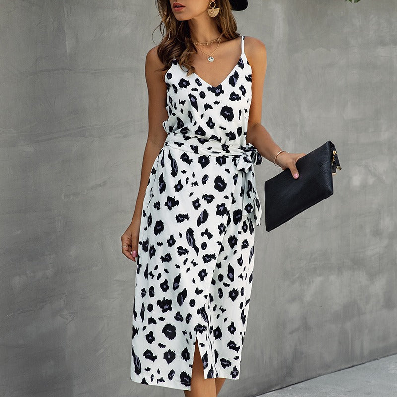 Robe midi femme imprimé animal coupe croisée - Eliana