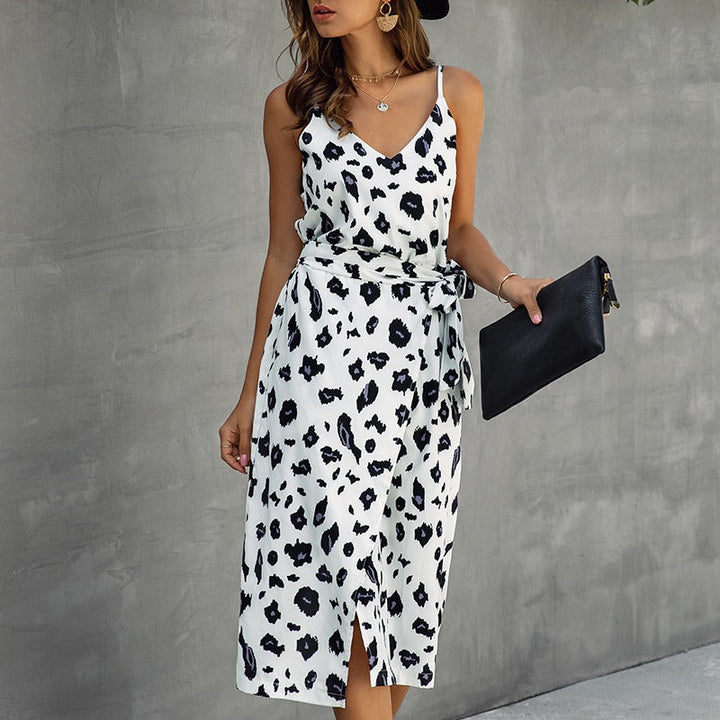 Robe midi femme imprimé animal coupe croisée - Eliana