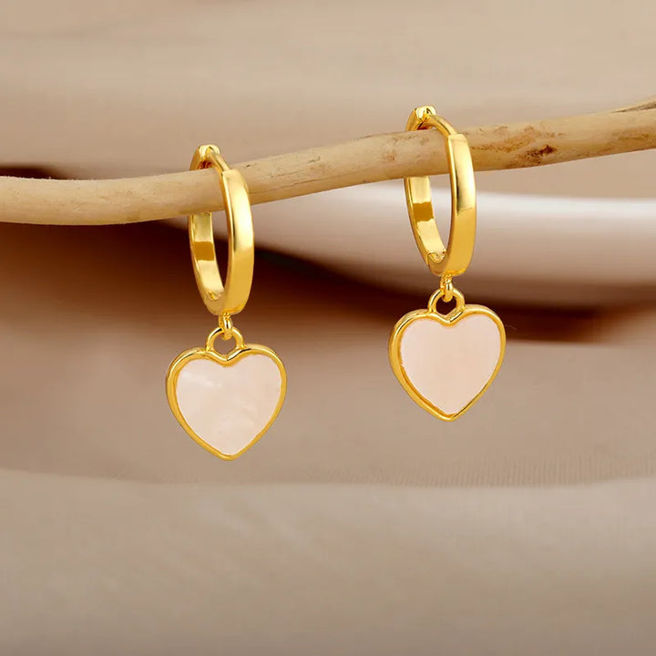 Boucles d'oreilles Femme Boucles d'oreilles plaqué or Coeur de perle - Elsa