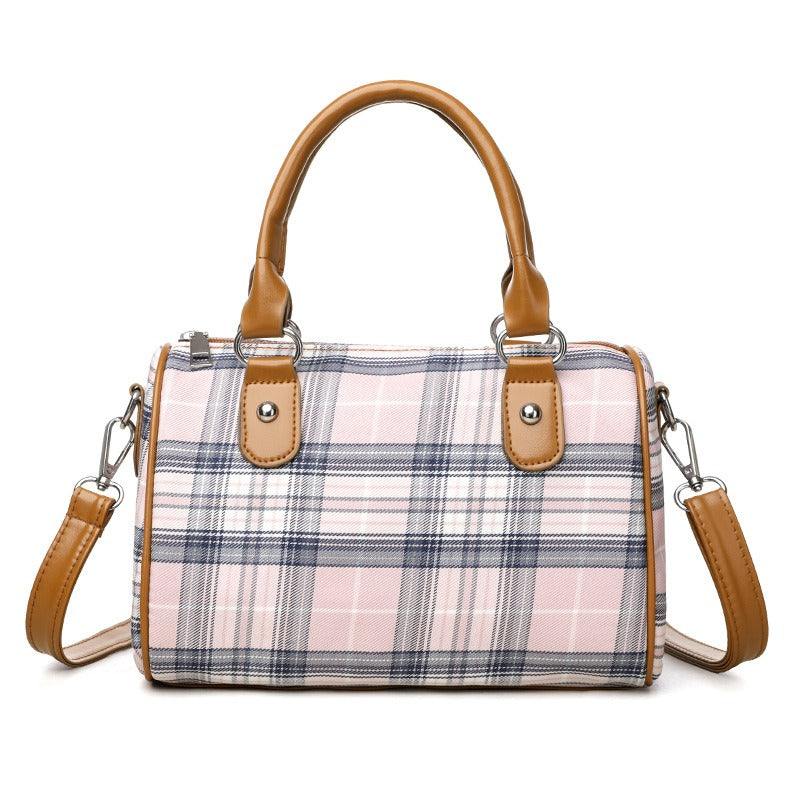 Sac à bandoulière pour femmes à imprimé tartan et poignées contrastées - Milena