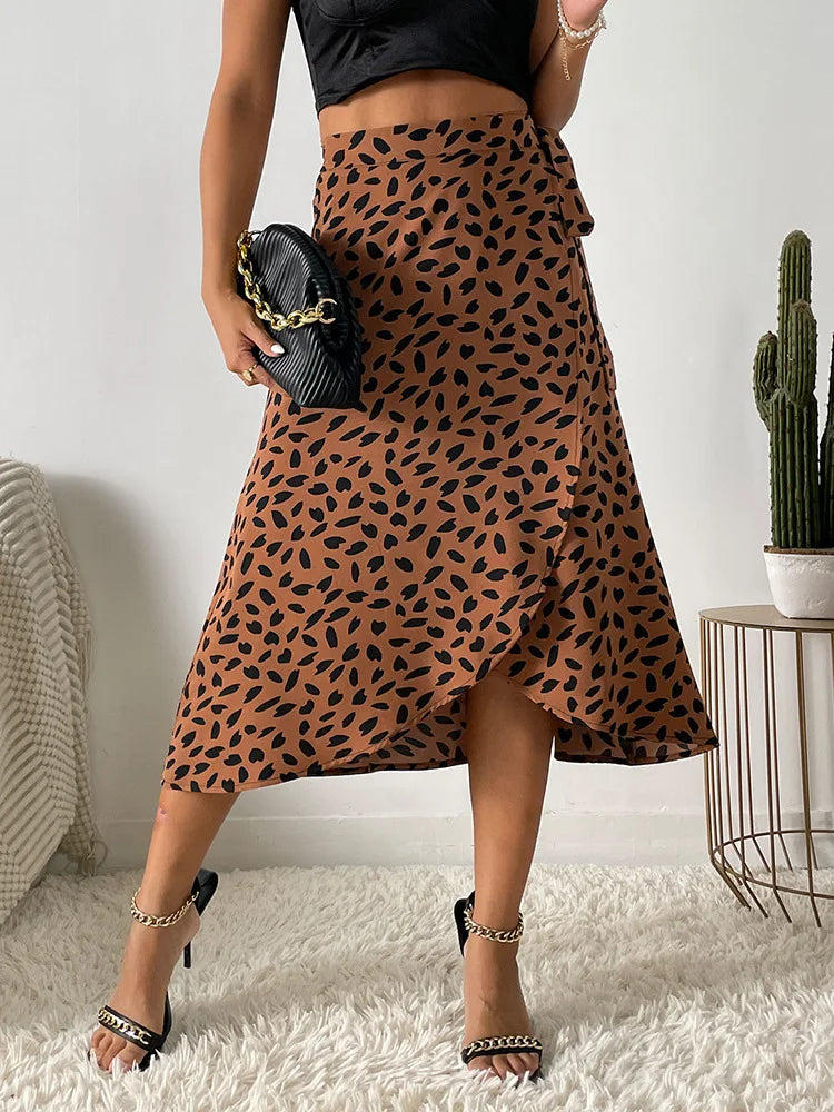 Jupe portefeuille femme style boho imprimé asymétrique été - Isadora