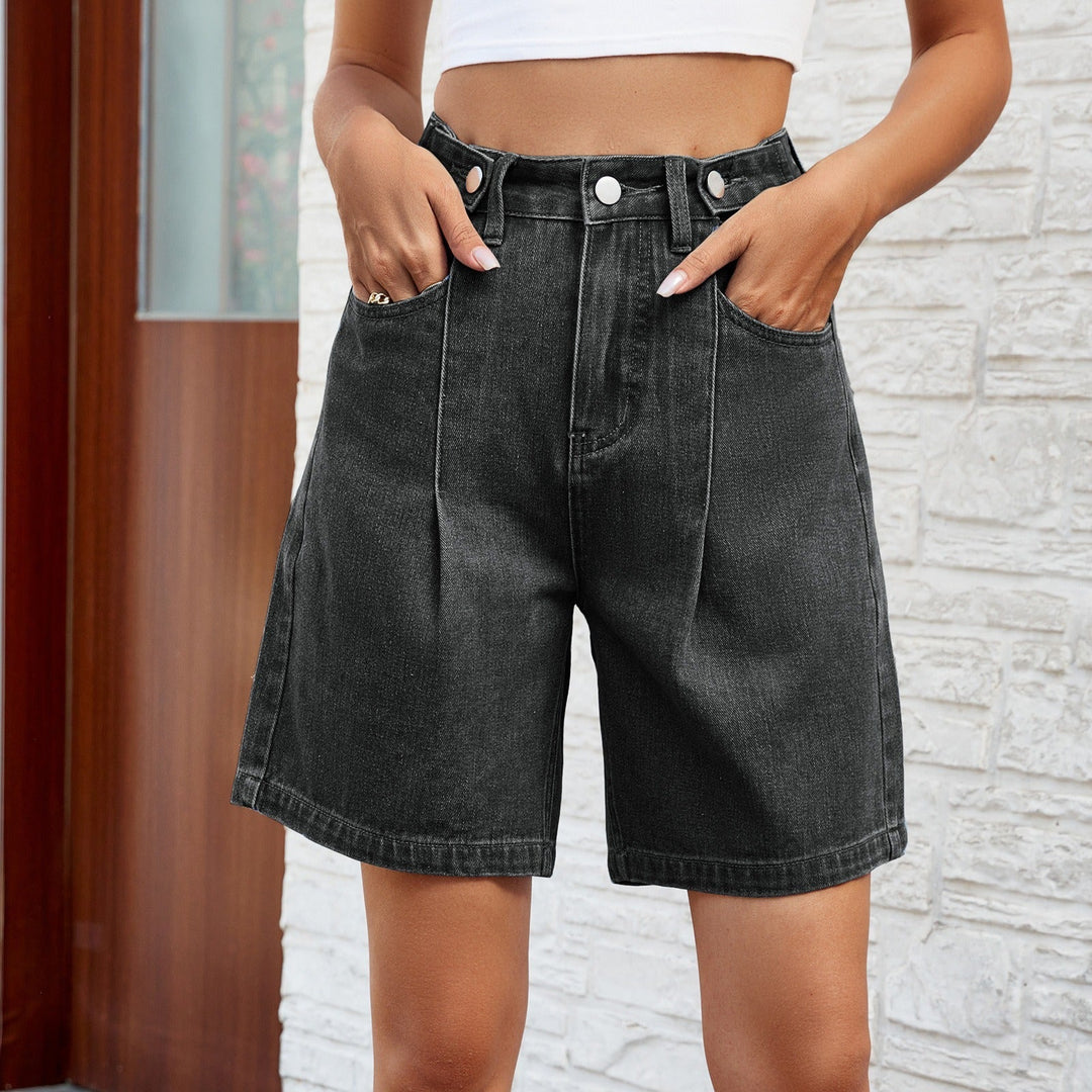 Bermuda en denim pour femmes, coupe droite style vintage bleu - Kendra