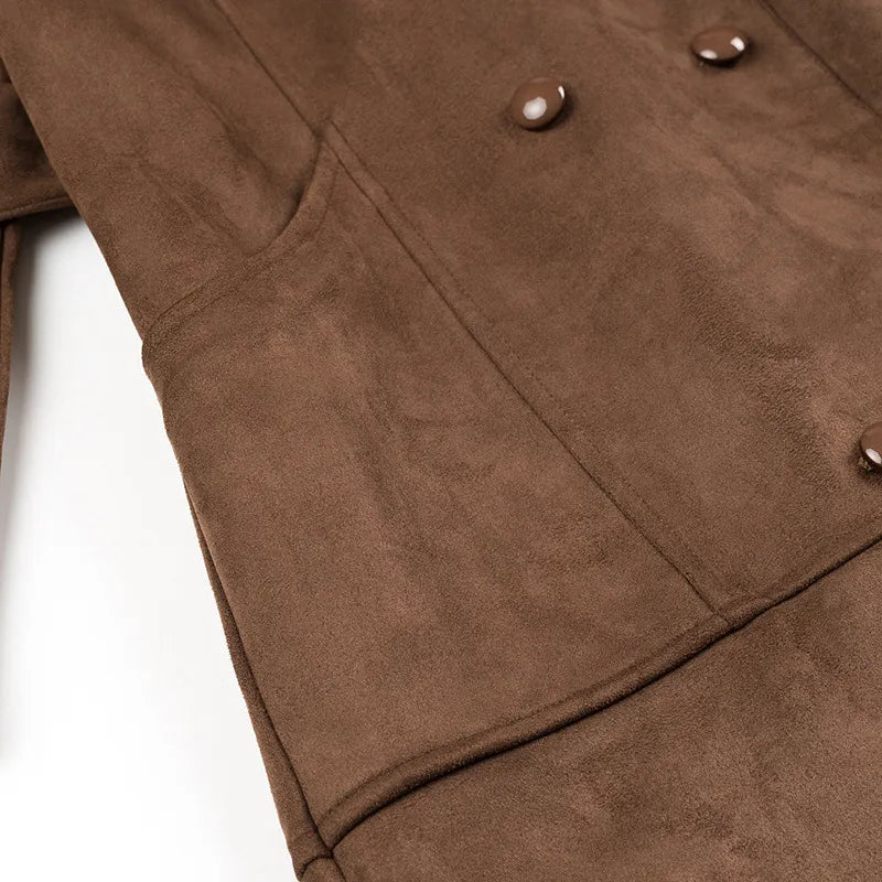 Trench-coat double boutonnage à revers en velours - Alana