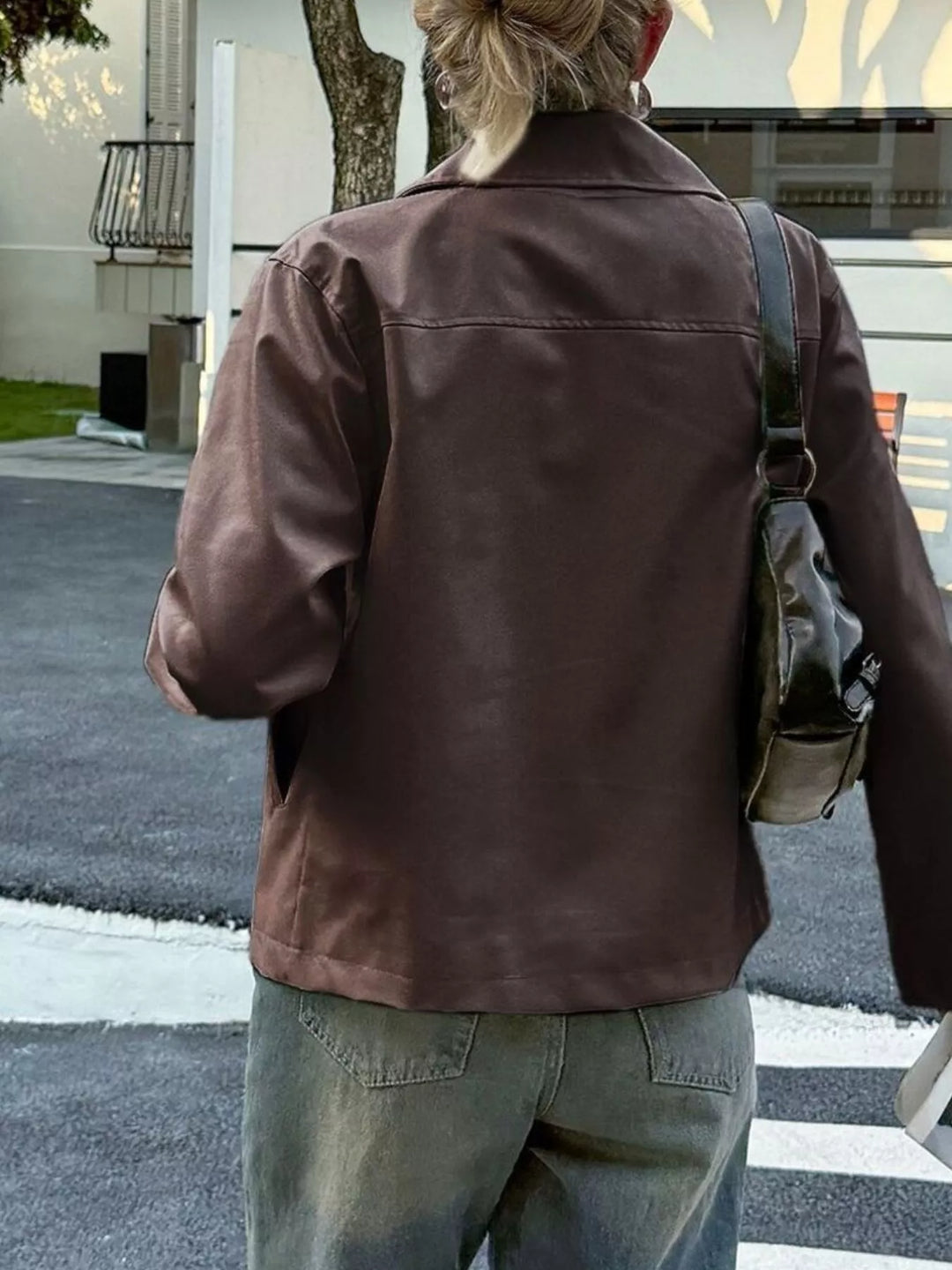 Veste effet cuir pour femme avec fermeture éclair sur le devant - Kendra