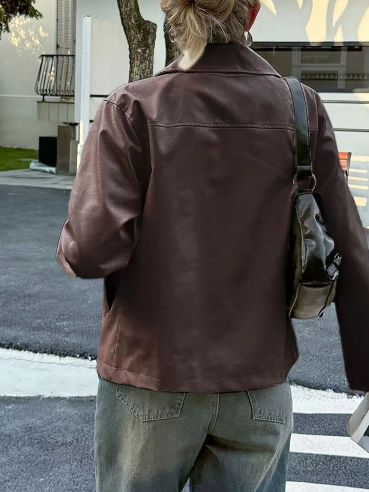 Veste effet cuir pour femme avec fermeture éclair sur le devant - Kendra