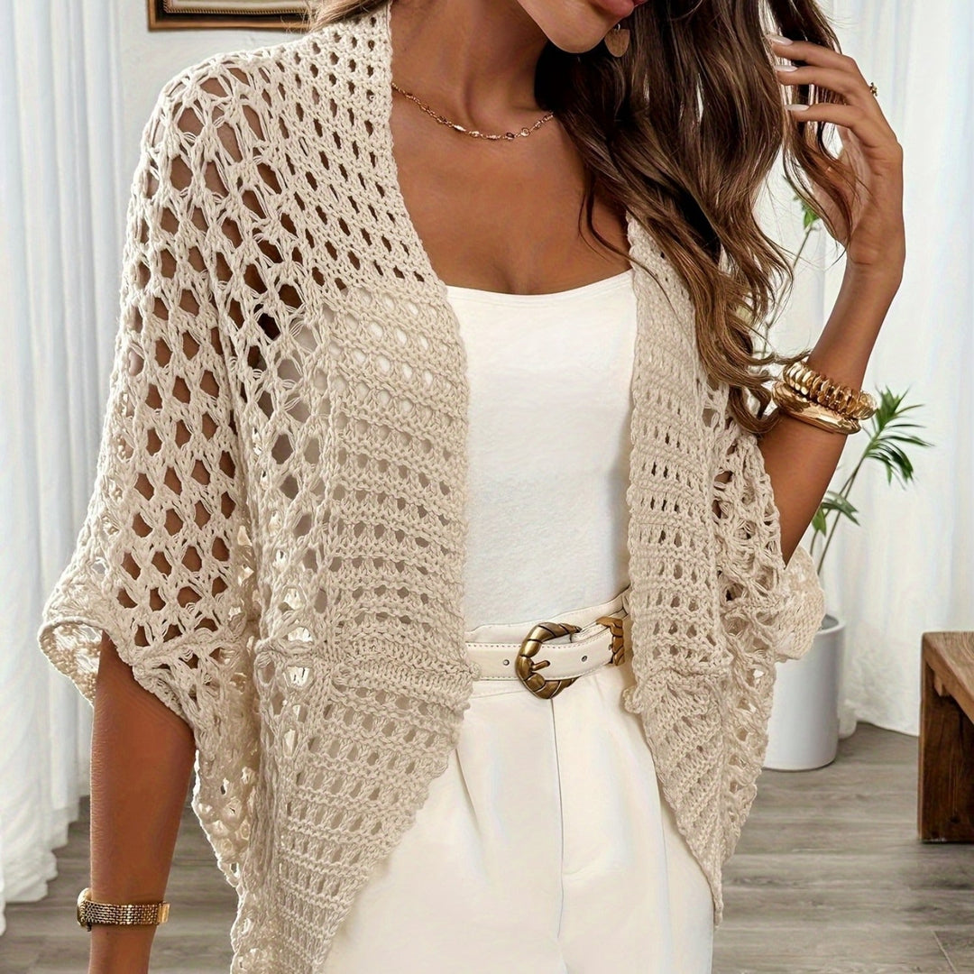 Gilet tricoté ajouré pour femme style bohème - Adriana
