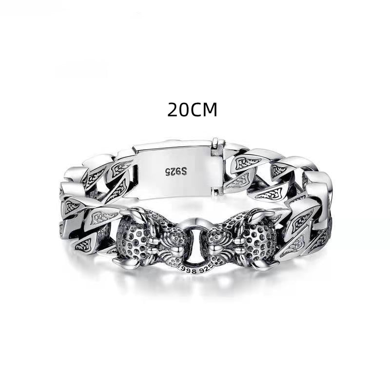 Bracelet homme tête de léopard avec motif tribal métallique - Hekkan