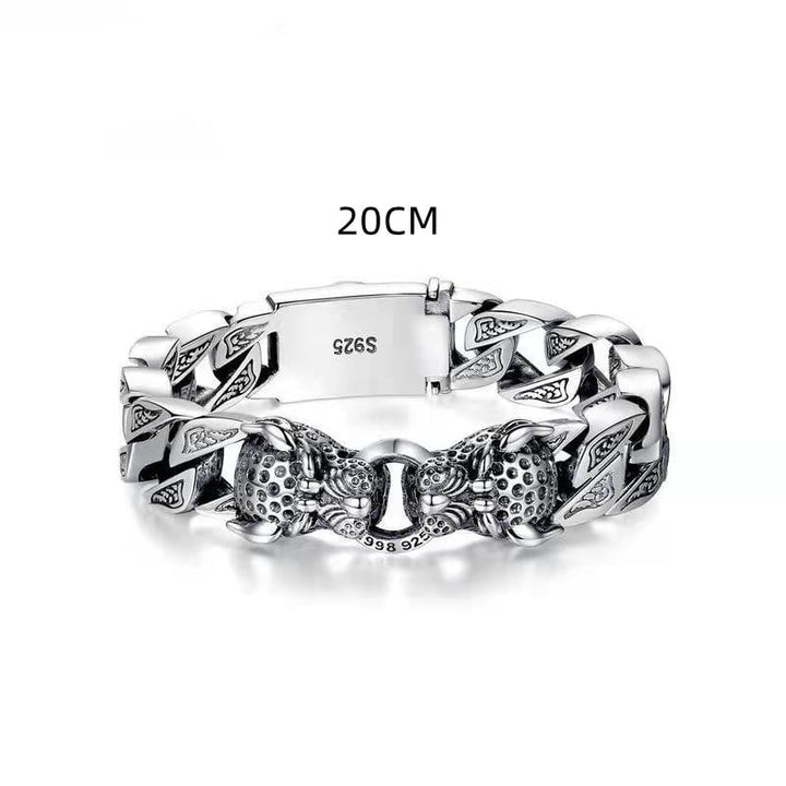 Bracelet homme tête de léopard avec motif tribal métallique - Hekkan