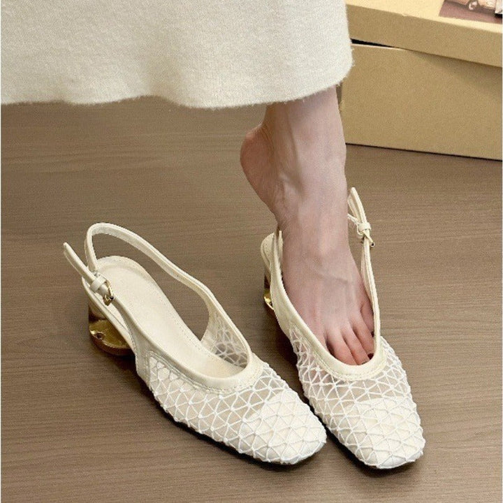Chaussures ouvertes à talon doré pour femmes - Aurelia