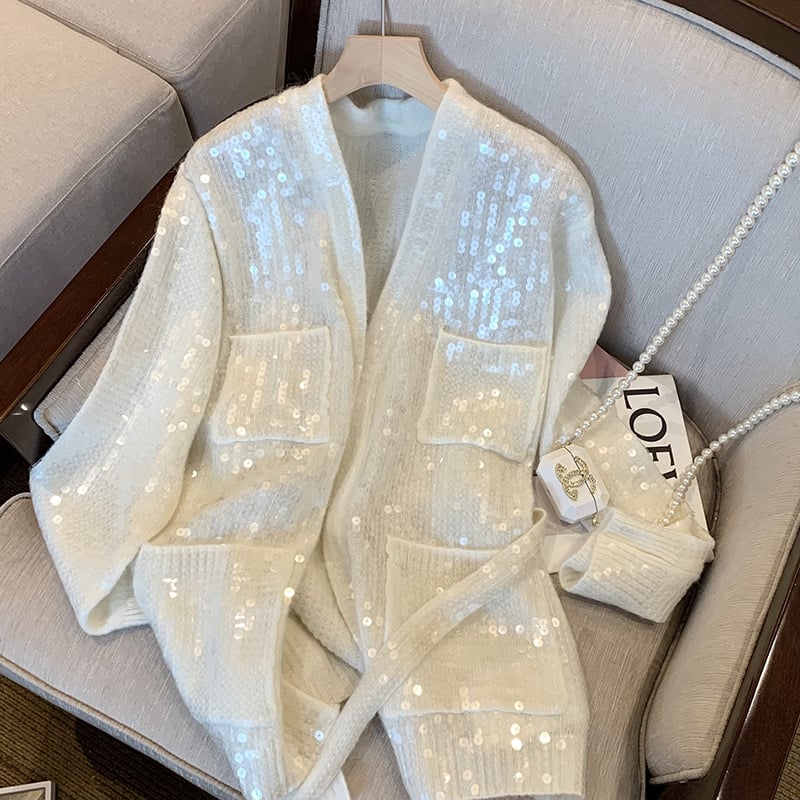 Cardigan à paillettes à effet lumineux pour femme - Leyla