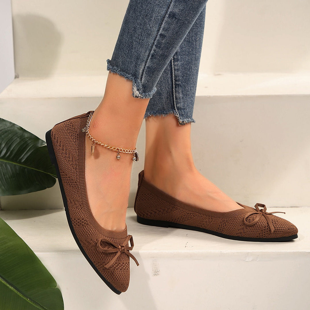Ballerines pour femmes en maille respirante avec nœud décoratif - Camila