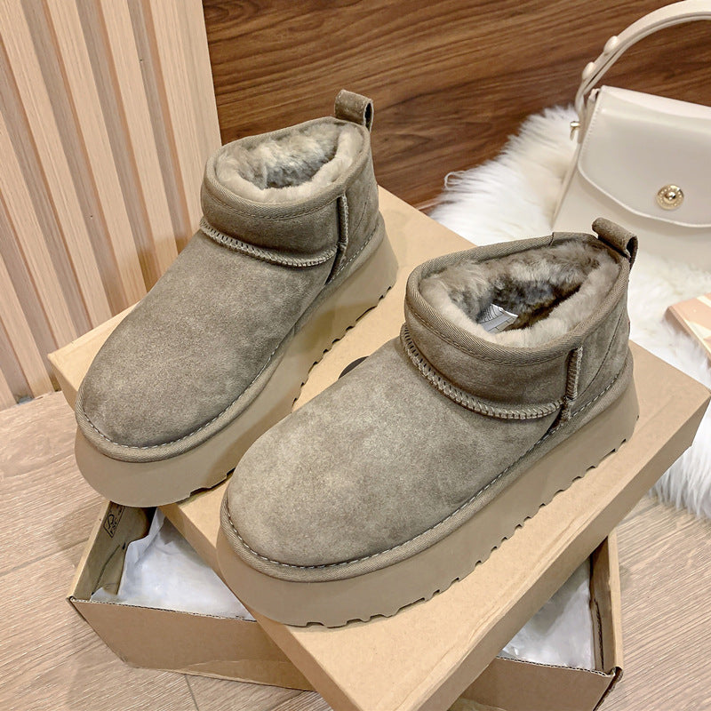 Bottines d'hiver pour femmes en daim avec semelle épaisse - Helena