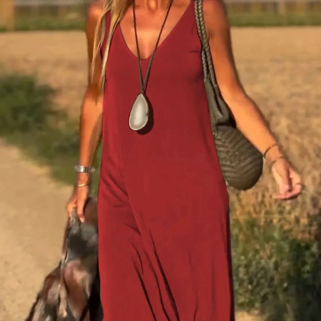 Robe longue à bretelles fluides pour femmes, style décontracté - Celina
