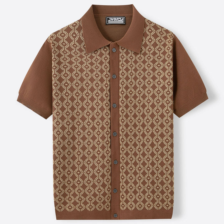 Polo homme en jacquard tissé à motifs géométriques - Esteban
