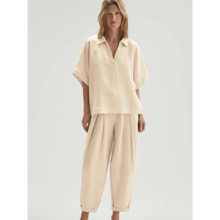Velia - Top à col en V et pantalon taille haute