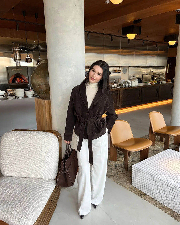 Veste rétro en daim à manches longues - Valentina