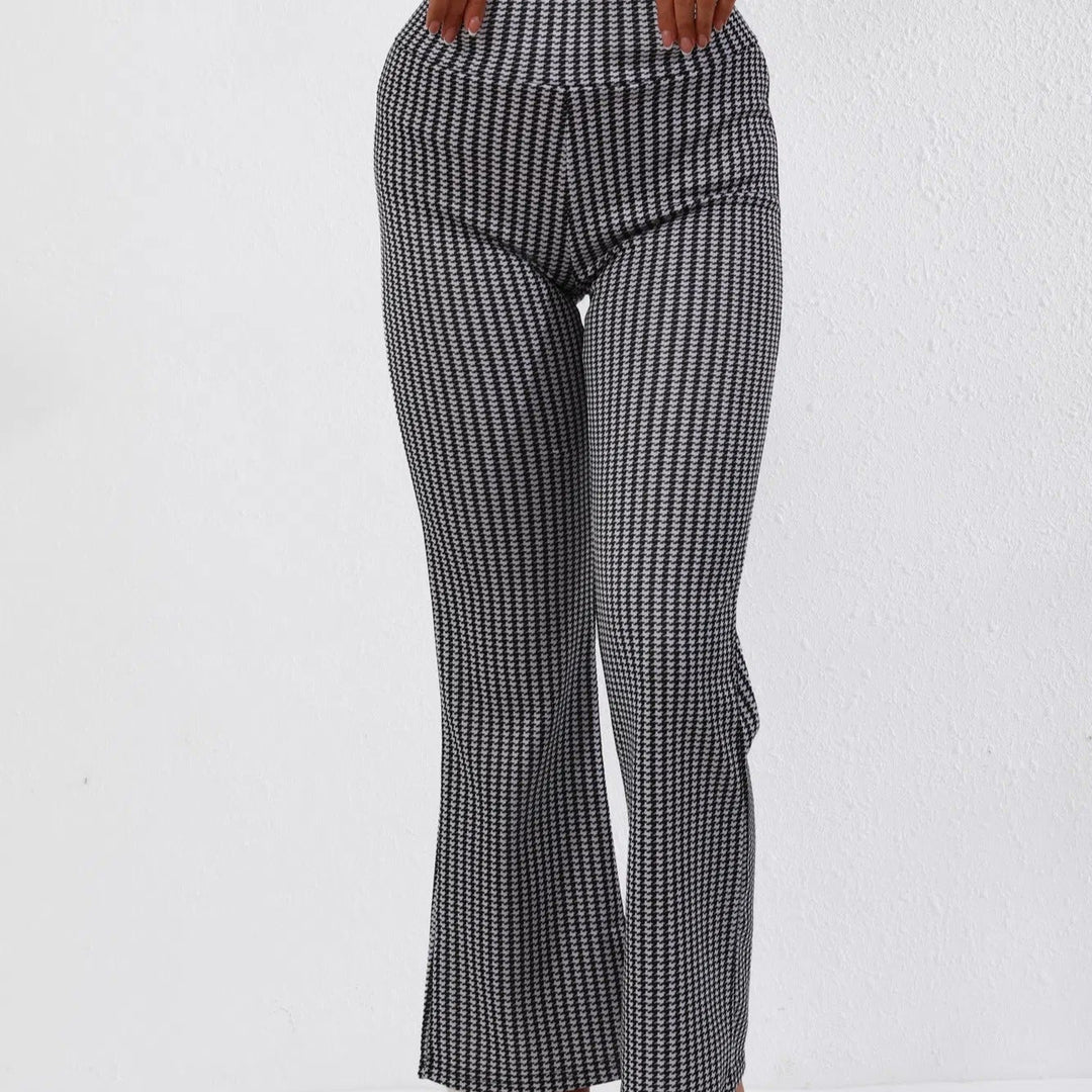 Pantalon évasé pour femme en tissu extensible avec imprimé classique - Renata