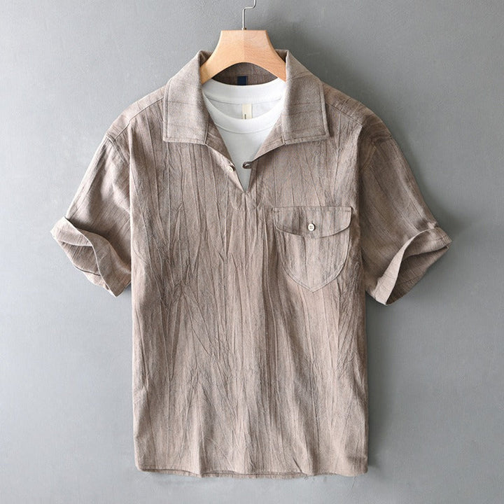 Chemise homme à manches courtes en coton lin style rétro - Adriano