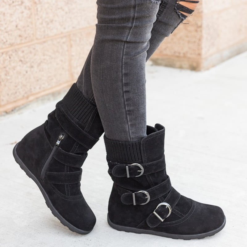 Bottes décontractées pour femmes avec boucles et détails en daim - Amelie