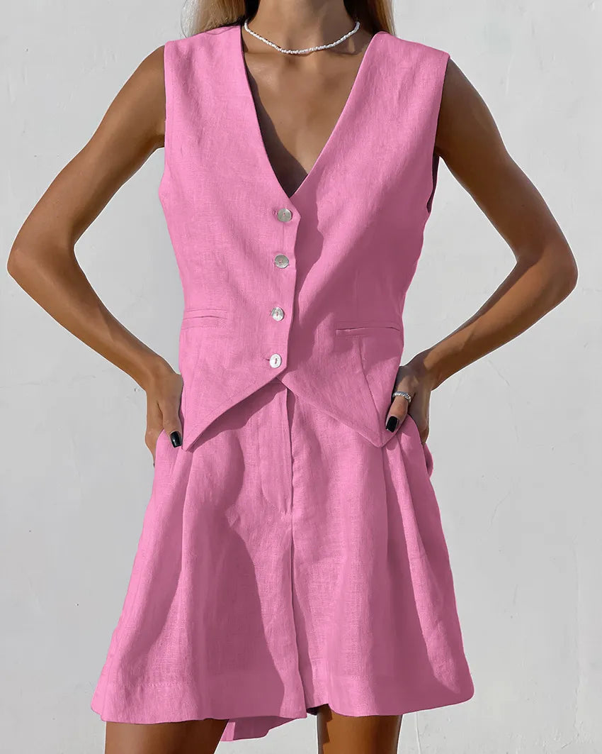 Xenia - Ensemble gilet et pantalon sans manches Chic pour femme
