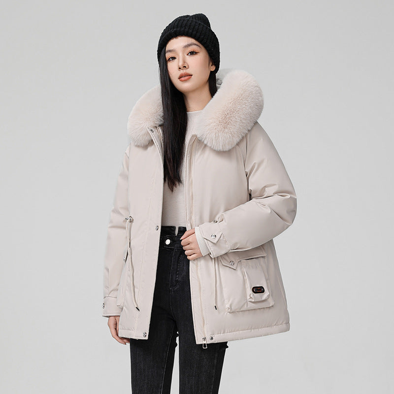 Manteau matelassé pour femme avec col en fourrure synthétique - Mirela
