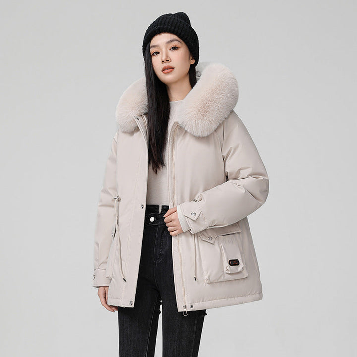 Manteau matelassé pour femme avec col en fourrure synthétique - Mirela