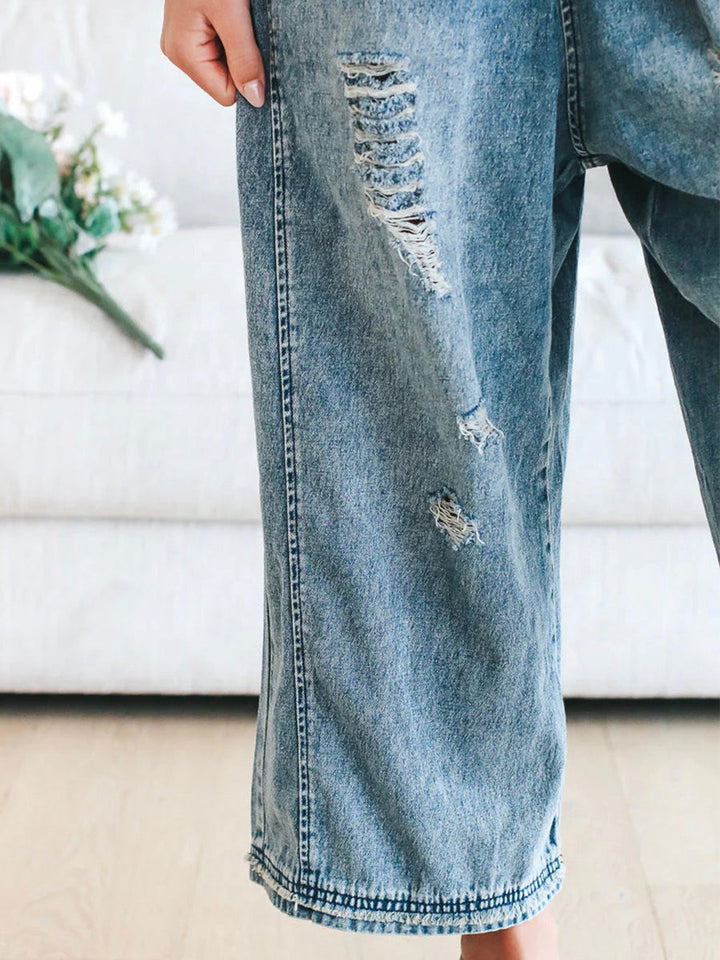 Coupe décontractée, combinaison en jean look used - Jenna
