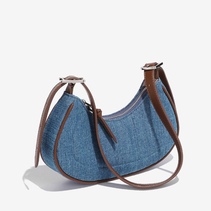 Sac à bandoulière en denim pour femme en forme de croissant - Élodie