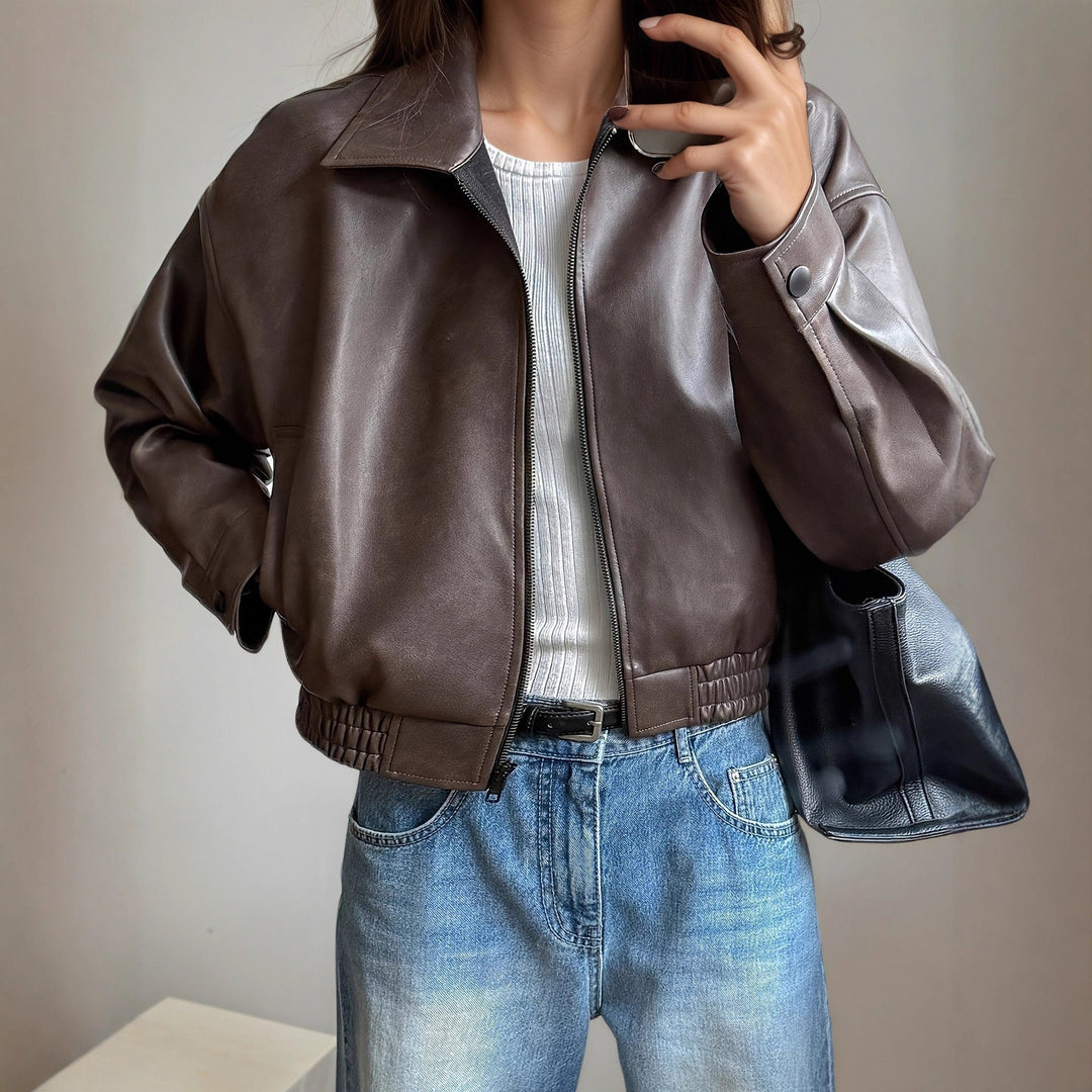 Veste en cuir femme manches longues - Elvira