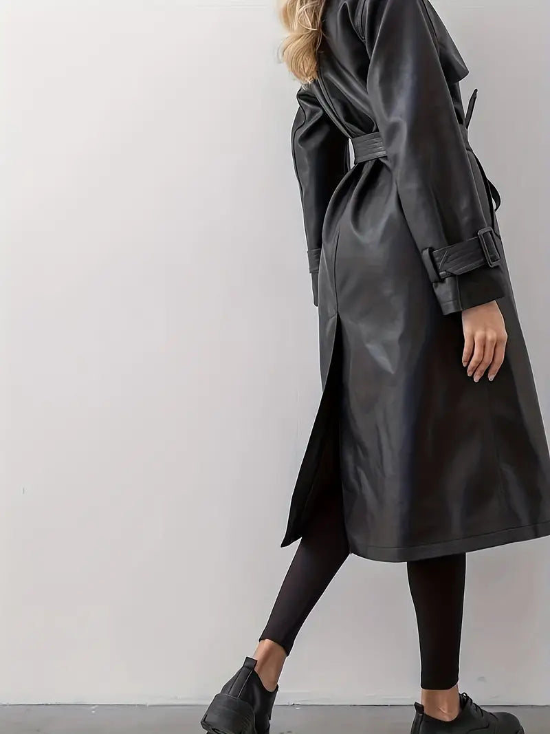 Trench-coat en cuir avec ceinture - Hayle