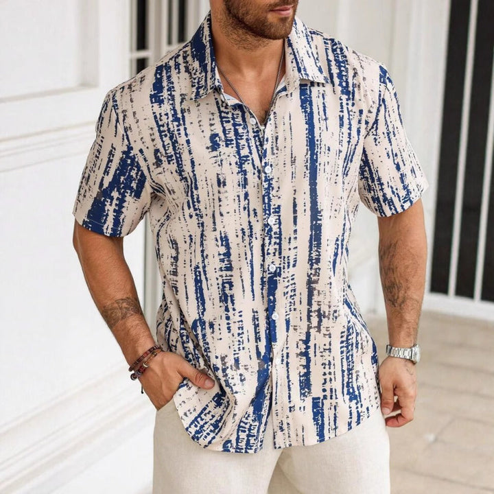 Chemise en viscose à imprimé abstrait pour hommes, style décontracté - Mateo