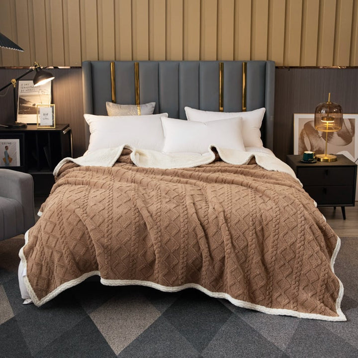 Couverture thermique double couche avec effet laine douce