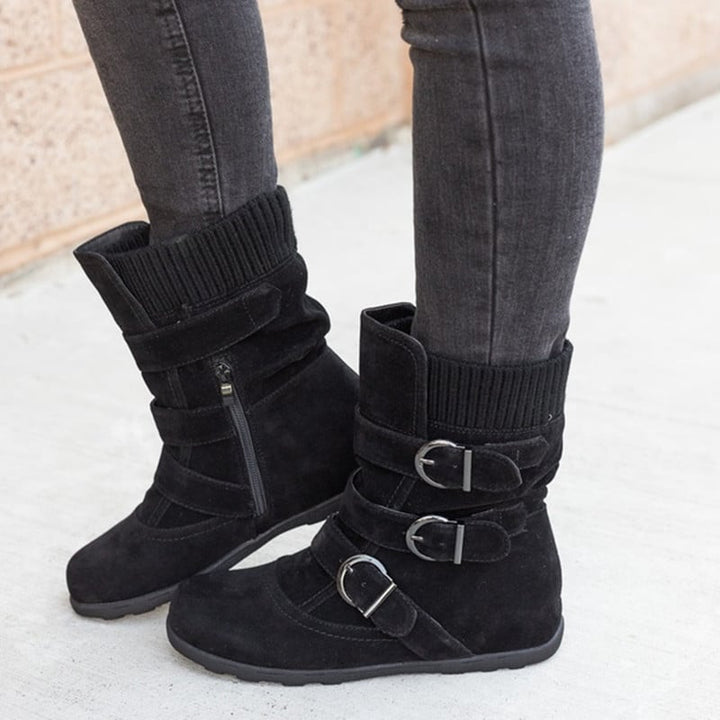 Bottes décontractées pour femmes avec boucles et détails en daim - Amelie