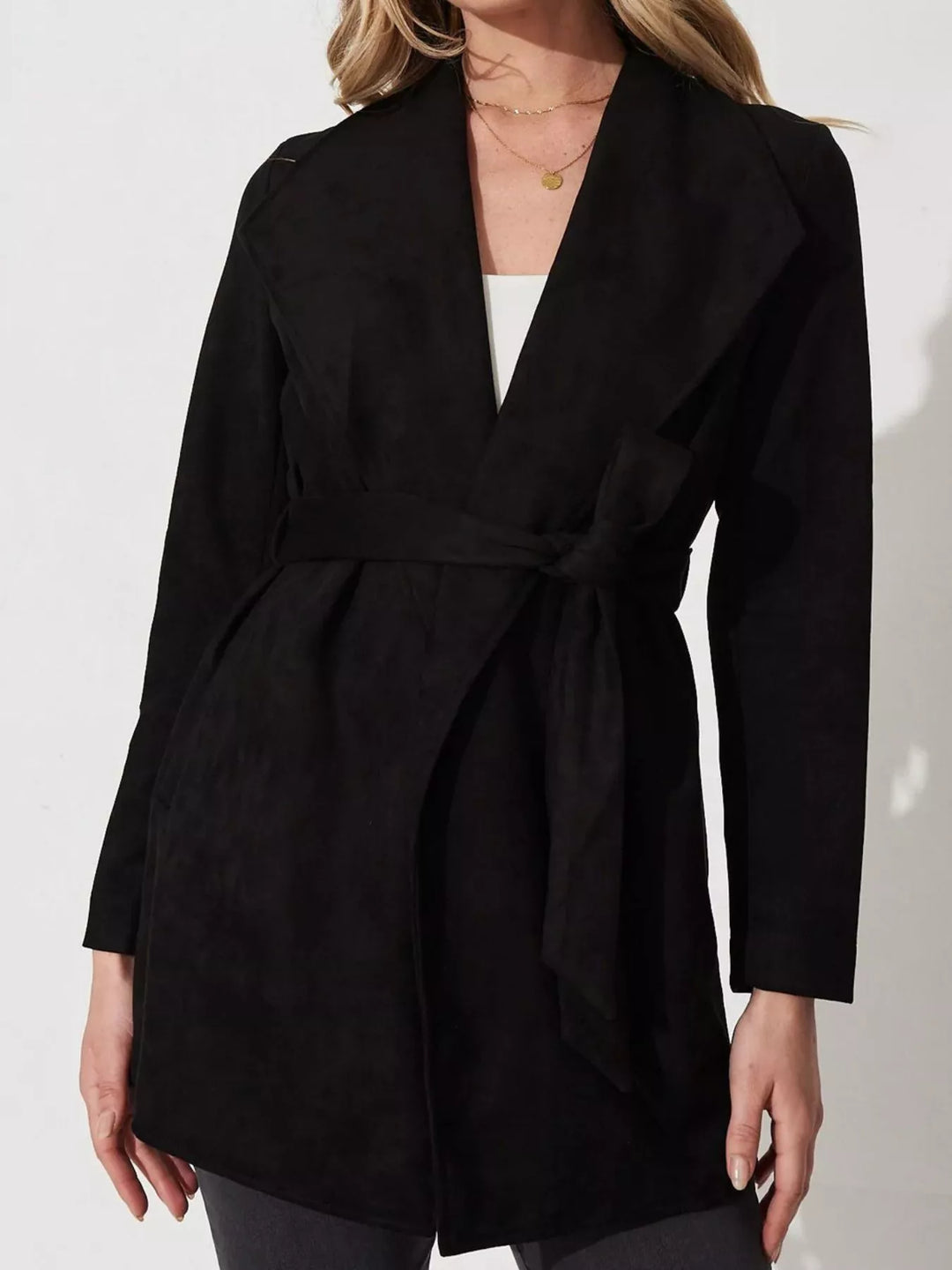 Veste en daim souple à col large - Celinne