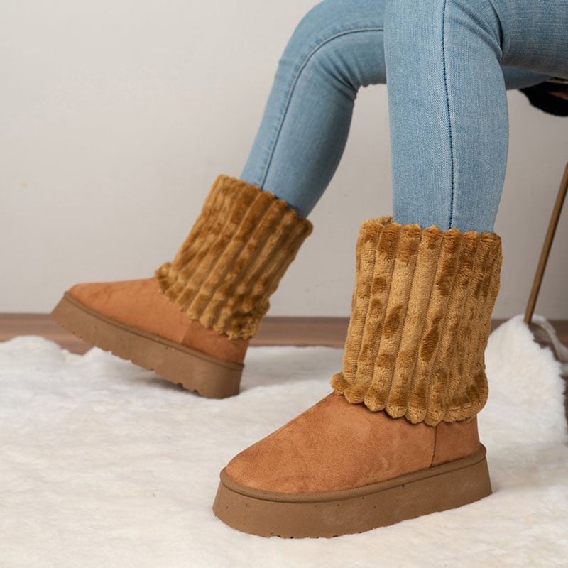 Bottes d'hiver pour femmes avec tige en fourrure nervurée - Romina