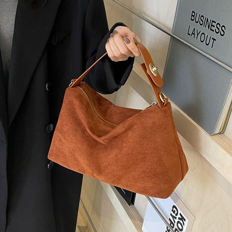 Sac à bandoulière en daim souple de style rétro pour femmes - Maëlle