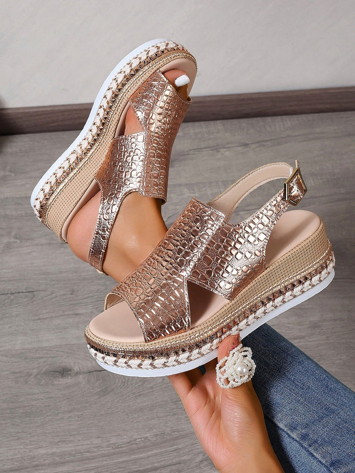 Sandales à plateforme pour femmes avec texture gaufrée style décontracté - Julieta
