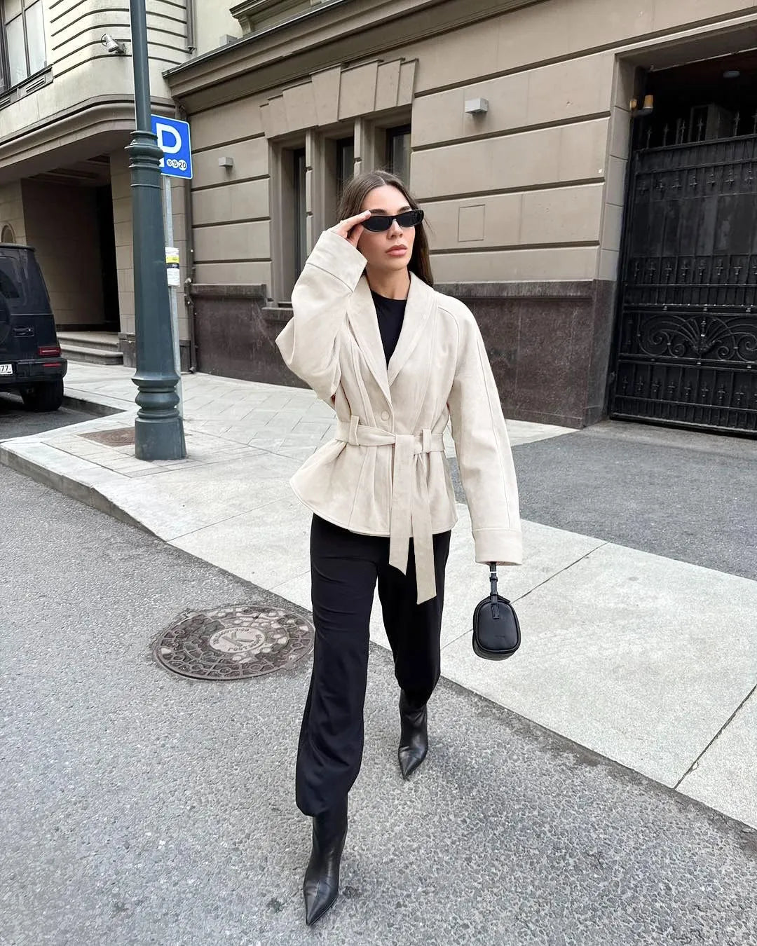 Veste rétro en daim à manches longues - Valentina